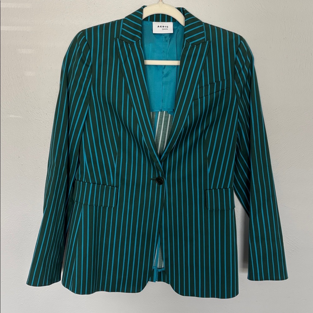 Akris Punto Stripe One Button Blazer - Picture 2 of 4